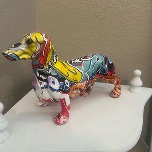 Graffiti Resin Dachshund Figurine